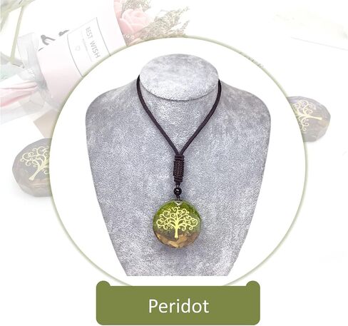 EDEN'S CALL Healing Tree of Life Orgonite Crystal Stone Pendant Necklace for Unisex 26.38" Adjustable Energy Sacred Geometry Tiger's Eye Necklace in Kuwait