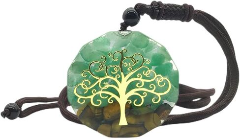 EDEN'S CALL Healing Tree of Life Orgonite Crystal Stone Pendant Necklace for Unisex 26.38" Adjustable Energy Sacred Geometry Tiger's Eye Necklace in Kuwait