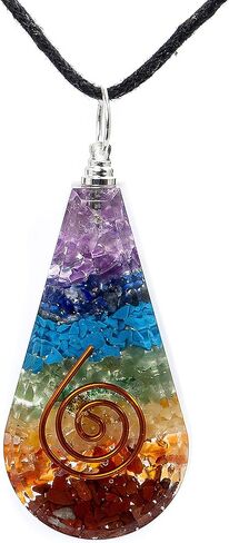WEFORSHE 7 شاكرا Orgone Healing Pendant مع حبل قابل للتعديل - من أجل E-Energy Crystal Stones Energy Protection and Spirit Healing, 1.5 " inch, النحاس, الجمشت ، لابيس ، تركواز ، أفنتورين ، سترين ، in Kuwait