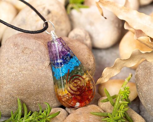 WEFORSHE 7 شاكرا Orgone Healing Pendant مع حبل قابل للتعديل - من أجل E-Energy Crystal Stones Energy Protection and Spirit Healing, 1.5 " inch, النحاس, الجمشت ، لابيس ، تركواز ، أفنتورين ، سترين ، in Kuwait