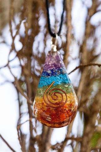 WEFORSHE 7 شاكرا Orgone Healing Pendant مع حبل قابل للتعديل - من أجل E-Energy Crystal Stones Energy Protection and Spirit Healing, 1.5 " inch, النحاس, الجمشت ، لابيس ، تركواز ، أفنتورين ، سترين ، in Kuwait