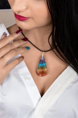WEFORSHE 7 شاكرا Orgone Healing Pendant مع حبل قابل للتعديل - من أجل E-Energy Crystal Stones Energy Protection and Spirit Healing, 1.5 " inch, النحاس, الجمشت ، لابيس ، تركواز ، أفنتورين ، سترين ، in Kuwait
