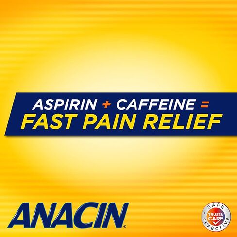 Anacin Fast Pain Relief, Aspirin + Caffeine Pain Reliever, 100 coated tablets in Saudi Arabia