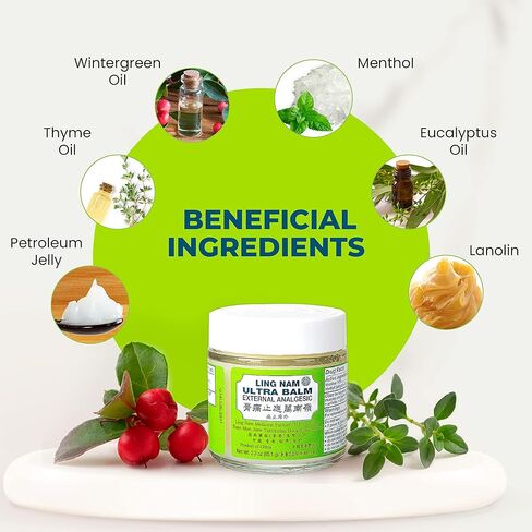 Ling Nam Ultra Balm External Analgesic, for Cooling Pain Relief Simple Backache Arthritis Strains Bruises Sprain, Muscle Pain, 岭南万应止痛膏 Muscle Soreness,嶺南萬應止痛膏 2.3oz Exp Year2026 (Pack of 1) in Saudi Arabia