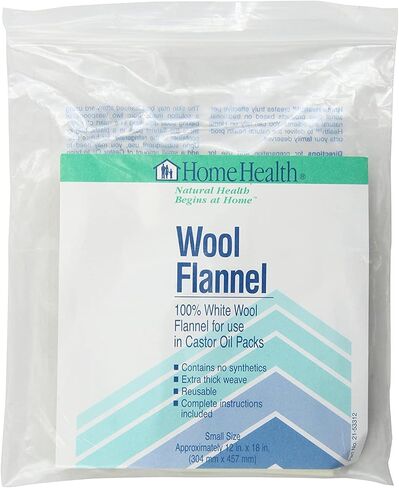 Home Health Wool Flannel - Small Size, 12" x 18" - 100% White Wool, Extra Thick Weave, Unbleached, No Synthetics, For Castor Oil Packs, Reusable - Cruelty-Free, Eco-Friendly in Kuwait