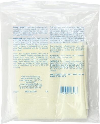 Home Health Wool Flannel - Small Size, 12" x 18" - 100% White Wool, Extra Thick Weave, Unbleached, No Synthetics, For Castor Oil Packs, Reusable - Cruelty-Free, Eco-Friendly in Kuwait