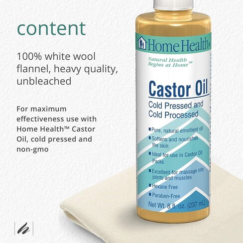 Home Health Wool Flannel - Small Size, 12" x 18" - 100% White Wool, Extra Thick Weave, Unbleached, No Synthetics, For Castor Oil Packs, Reusable - Cruelty-Free, Eco-Friendly in Kuwait