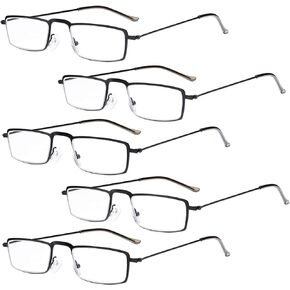 Eyekepper 5-Pack Stainless Steel Frame Half-eye Style Reading Glasses Readers Black +0.5 in Saudi Arabia