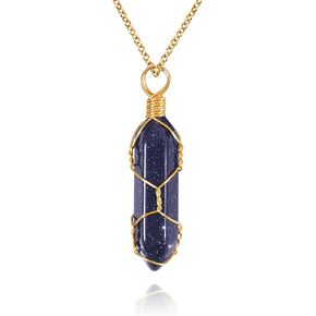 VIBILIA 7Pcs Healing Crystal Necklaces Wire Wrapped Chakra Stone Point Pendant Necklaces Hexagonal Reiki Spiritual Quartz Gemstone Stone Jewelry Set for Women Men in Kuwait