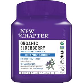 New Chapter Elderberry Gummies for Adults & Kids (2+), USDA Organic 64x Concentrated Elderberry for Immune Support, Great-Tasting Whole-Food Gummies, Vegan & Non-GMO - 60 ct in Kuwait