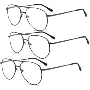 نظارات قراءة بإطار معدني من EYE ZOOM طراز Aviator مع مفصلات زنبركية للرجال والنساء in Kuwait