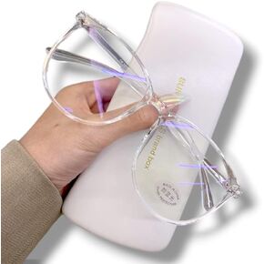 Rewhey Transparent Computer Glasses Frame Women Men Anti Blue Light Round Eyewear Blocking Glasses Optical Spectacle Eyeglass (Pink)