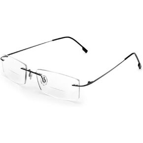 Rimless Frame Bifocal Reading Glasses Flexible Titanium Alloy +1.00 Lightweight Readers Bifocal Glasses