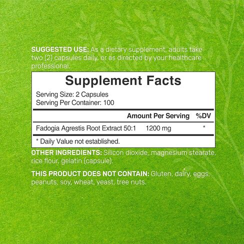 ملحق الصفقة مستخلص فادوجيا أجريستيس 600 ملغ | 1200 مجم لكل جرعة، 200 كبسولة - تم اختبارها بواسطة طرف ثالث - مستخلص من الجذور بنسبة 50:1، نباتي، عالي النقاء ومتوفر بيولوجيًا، خالي من الغلوتين، غير معدل وراثيًا in Kuwait