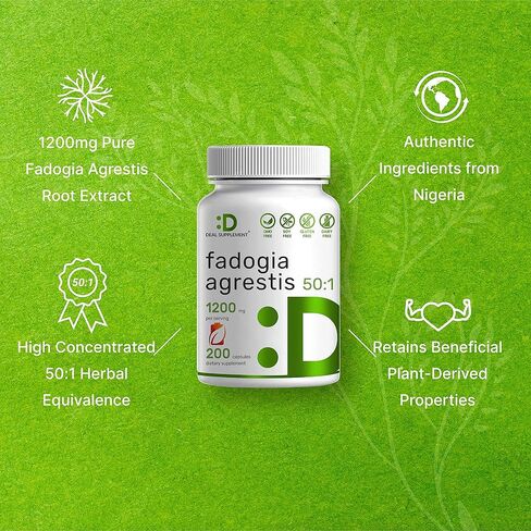 ملحق الصفقة مستخلص فادوجيا أجريستيس 600 ملغ | 1200 مجم لكل جرعة، 200 كبسولة - تم اختبارها بواسطة طرف ثالث - مستخلص من الجذور بنسبة 50:1، نباتي، عالي النقاء ومتوفر بيولوجيًا، خالي من الغلوتين، غير معدل وراثيًا in Kuwait