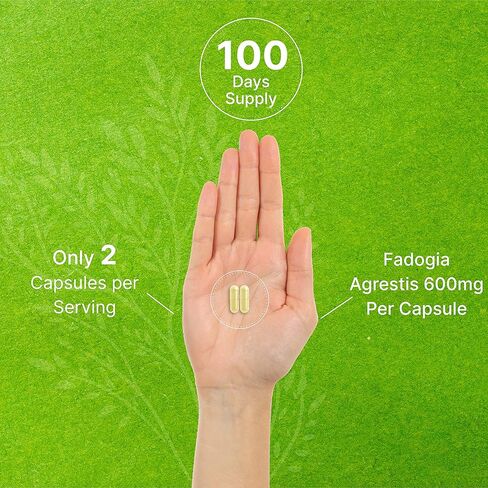 ملحق الصفقة مستخلص فادوجيا أجريستيس 600 ملغ | 1200 مجم لكل جرعة، 200 كبسولة - تم اختبارها بواسطة طرف ثالث - مستخلص من الجذور بنسبة 50:1، نباتي، عالي النقاء ومتوفر بيولوجيًا، خالي من الغلوتين، غير معدل وراثيًا in Kuwait