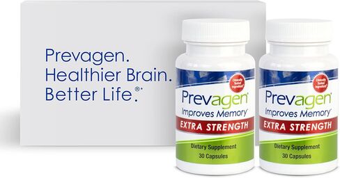 Prevagen Improves Memory - Extra Strength 20mg, 30 Capsules |2 Pack| with Apoaequorin & Vitamin D with Attractive and Stackable Storage Box | Brain Supplement for Better Brain Health in Kuwait