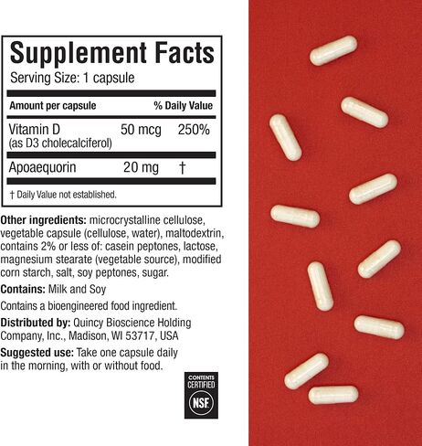 Prevagen Improves Memory - Extra Strength 20mg, 30 Capsules |2 Pack| with Apoaequorin & Vitamin D with Attractive and Stackable Storage Box | Brain Supplement for Better Brain Health in Kuwait