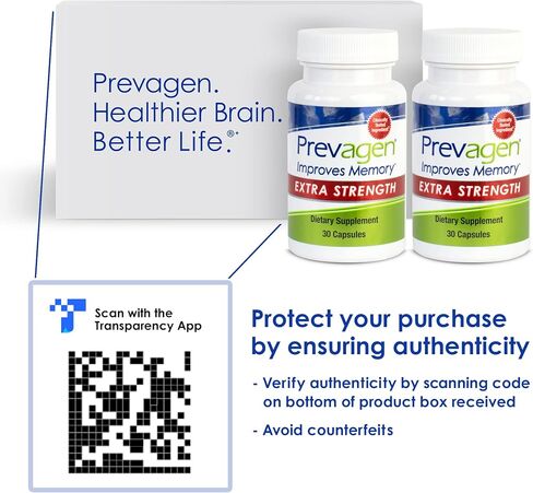 Prevagen Improves Memory - Extra Strength 20mg, 30 Capsules |2 Pack| with Apoaequorin & Vitamin D with Attractive and Stackable Storage Box | Brain Supplement for Better Brain Health in Kuwait