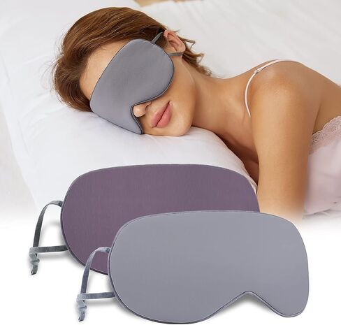 Sleeping Mask 2 Pack, Warm, Cool Double-Sided Use of Sleep Mask, Super Soft Blindfold with Adjustable Strap, Block Out Light, Comfort Sleep Eye Mask for Travel Meditation Nap Black in Kuwait