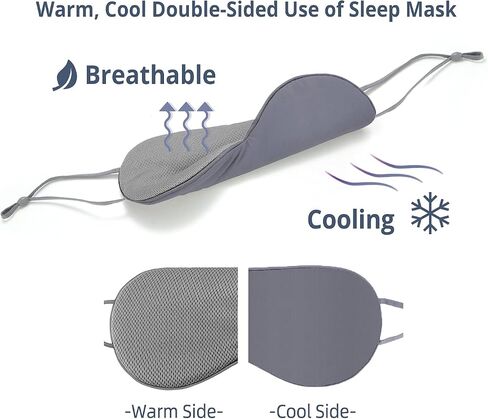 Sleeping Mask 2 Pack, Warm, Cool Double-Sided Use of Sleep Mask, Super Soft Blindfold with Adjustable Strap, Block Out Light, Comfort Sleep Eye Mask for Travel Meditation Nap Black in Kuwait