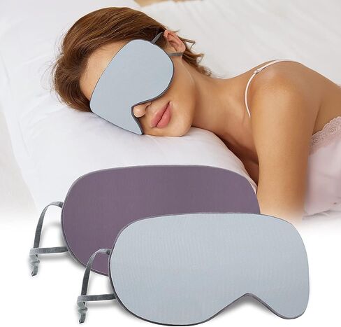 Sleeping Mask 2 Pack, Warm, Cool Double-Sided Use of Sleep Mask, Super Soft Blindfold with Adjustable Strap, Block Out Light, Comfort Sleep Eye Mask for Travel Meditation Nap Black in Kuwait