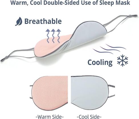 Sleeping Mask 2 Pack, Warm, Cool Double-Sided Use of Sleep Mask, Super Soft Blindfold with Adjustable Strap, Block Out Light, Comfort Sleep Eye Mask for Travel Meditation Nap Black in Kuwait