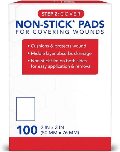 All Health Non Stick Pads, 2 in x 3 in | for Covering Wounds, Helps Prevent Infection, 100 Count (pack of 1) in Kuwait
