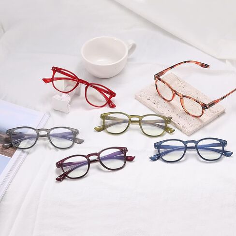 IVNUOYI 6 Pack Reading Glasses Blue Light Blocking with Comfort Spring Hinge,Computer Readers for Men Women,Anti Glare/UV Ray Eyeglasses 0.75 in Kuwait