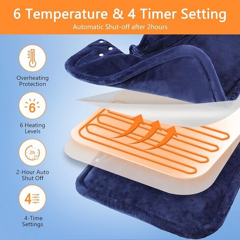 advancore وسادة التدفئة للرقبة والكتف 2 رطل الكهربائية المرجحة ساخنة الرقبة الكتف التفاف لتخفيف الآلام المحمولة وسادة الحرارة السريعة آلة قابلة للغسل مع 6 إعدادات الحرارة 4 السيارات قبالة للنساء الرجال أمي أبي in Kuwait