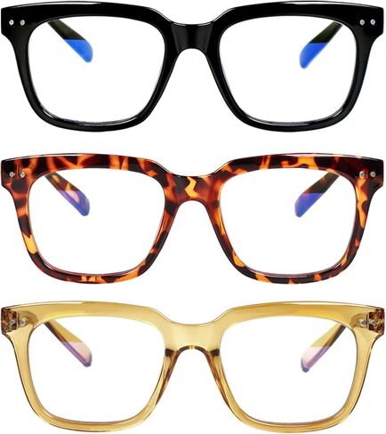 CHOFILORD 3 Pack Blue Light Blocking Reading Glasses Anti Glare/Fatigue Oversized Square Computer Readers for Women men in Saudi Arabia