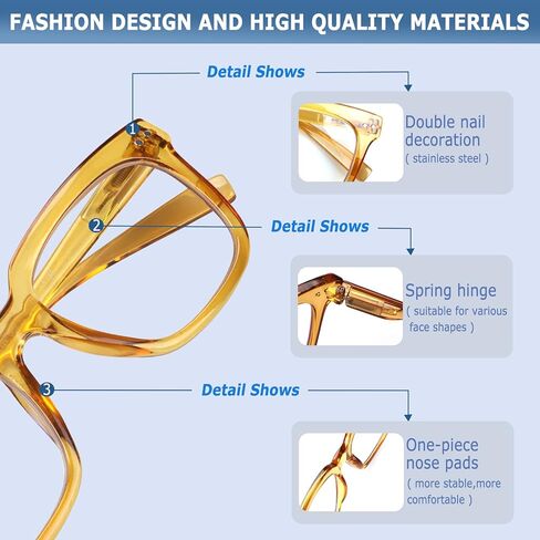 CHOFILORD 3 Pack Blue Light Blocking Reading Glasses Anti Glare/Fatigue Oversized Square Computer Readers for Women men in Saudi Arabia