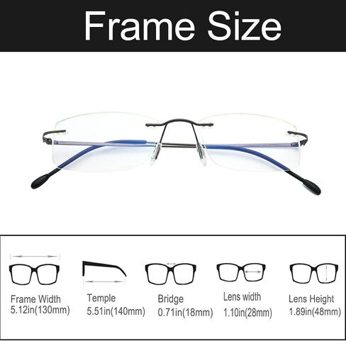 Rimless Readers Blue light proof reading glasses Women Men Anti Glare Filter Lightweight Eyeglasses in Kuwait