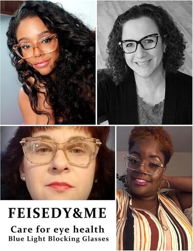 FEISEDY كريستال عين القط نظارات القراءة الضوء الأزرق حجب القارئ مكافحة إجهاد العين نظارات B2596 واضح 2.00x in Saudi Arabia