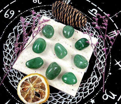 10 قطع من بلورات افينتورين الخضراء بلورات الشفاء الطبيعية والأحجار الطبيعية المصقولة والشفاء بلورات الكوارتز من أجل الويكا والريكي وشفاء كريستال الطاقة in Kuwait