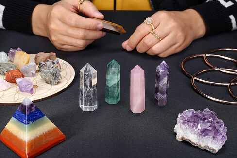 CrystalTears جمشت كريستال العصا 2.3 "-2.8" برج كريستال الشفاء الطبيعي 6 نقطة الكوارتز الكريستال الأحجار الكريمة المنشور عصا لريكي الطاقة شفاء التأمل ديكور المنزل هدية كريستال in Kuwait