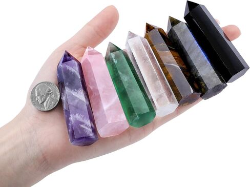 CrystalTears جمشت كريستال العصا 2.3 "-2.8" برج كريستال الشفاء الطبيعي 6 نقطة الكوارتز الكريستال الأحجار الكريمة المنشور عصا لريكي الطاقة شفاء التأمل ديكور المنزل هدية كريستال in Kuwait