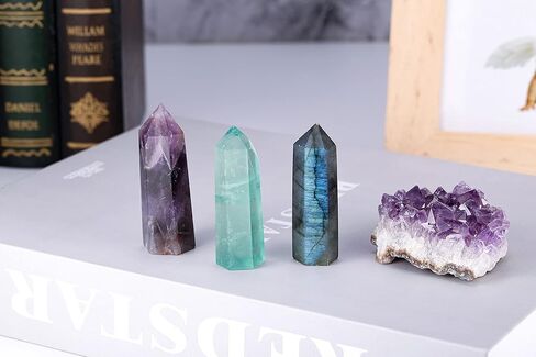 CrystalTears جمشت كريستال العصا 2.3 "-2.8" برج كريستال الشفاء الطبيعي 6 نقطة الكوارتز الكريستال الأحجار الكريمة المنشور عصا لريكي الطاقة شفاء التأمل ديكور المنزل هدية كريستال in Kuwait