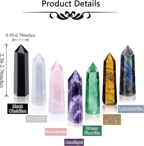 CrystalTears جمشت كريستال العصا 2.3 "-2.8" برج كريستال الشفاء الطبيعي 6 نقطة الكوارتز الكريستال الأحجار الكريمة المنشور عصا لريكي الطاقة شفاء التأمل ديكور المنزل هدية كريستال in Kuwait