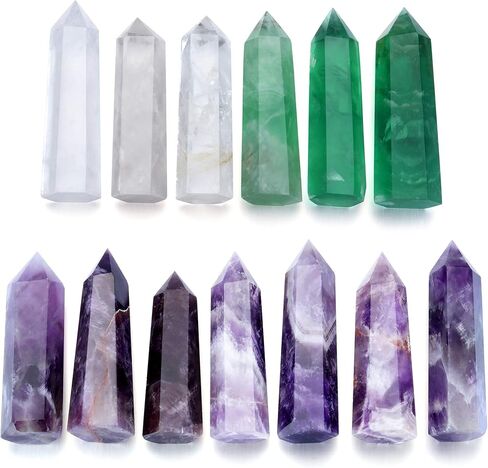 CrystalTears جمشت كريستال العصا 2.3 "-2.8" برج كريستال الشفاء الطبيعي 6 نقطة الكوارتز الكريستال الأحجار الكريمة المنشور عصا لريكي الطاقة شفاء التأمل ديكور المنزل هدية كريستال in Kuwait