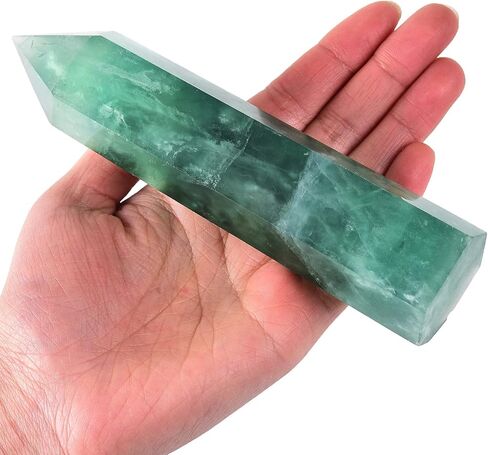 AMOYSTONE Large Healing Crystal Obelisk Towers 5 Multicolor Fluorite Point Wand Home Decor Reiki Healing 1.8-2.2 LBS in Kuwait