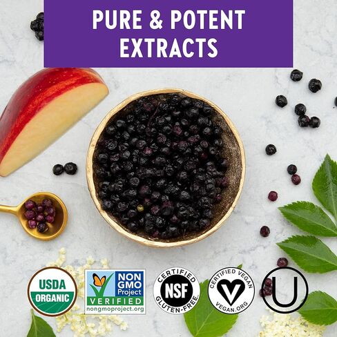 New Chapter Elderberry Gummies for Adults & Kids (2+), USDA Organic 64x Concentrated Elderberry for Immune Support, Great-Tasting Whole-Food Gummies, Vegan & Non-GMO - 60 ct in Kuwait