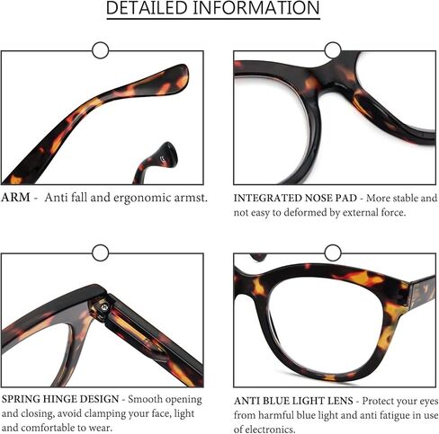 PRTCSLWD Oversized Reading Glasses for Women, 4 Pack Retro Blue Light Blocking Computer Readers with Spring Hinge in Saudi Arabia