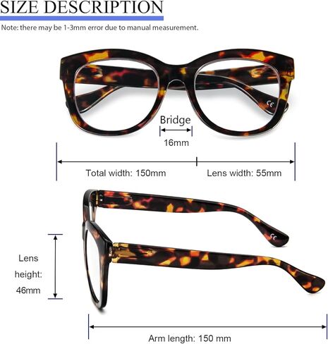 PRTCSLWD Oversized Reading Glasses for Women, 4 Pack Retro Blue Light Blocking Computer Readers with Spring Hinge in Saudi Arabia
