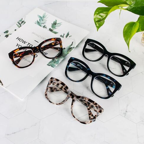 PRTCSLWD Oversized Reading Glasses for Women, 4 Pack Retro Blue Light Blocking Computer Readers with Spring Hinge in Saudi Arabia