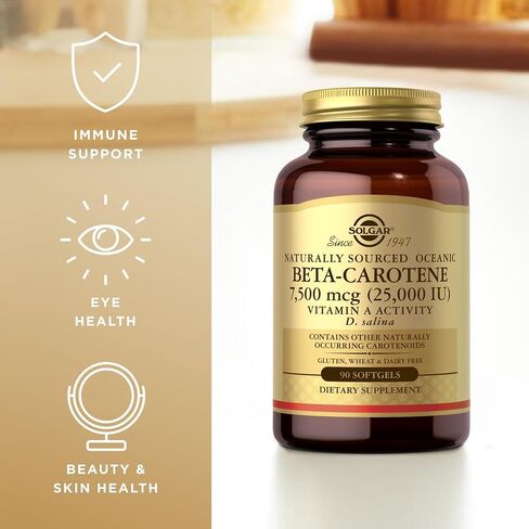 Solgar Oceanic Beta-Carotene 25,000 IU - 90 Softgels - Potent Antioxidant - 100% Natural Pro-Vitamin A - Gluten Free, Dairy Free - 90 Servings in Saudi Arabia
