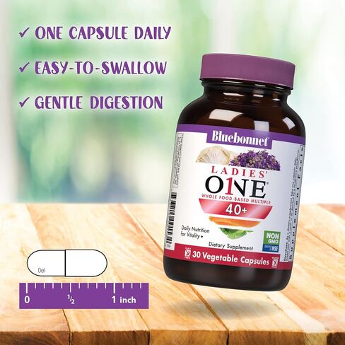 Bluebonnet Nutrition Ladies’ ONE 40+ Whole Food-Bed Multiple, Women Multivitamin for Women 40+, Soy-Free, Non-GMO, Gluten Free, 30 Vegetable Capsules, 30 Servings in Saudi Arabia