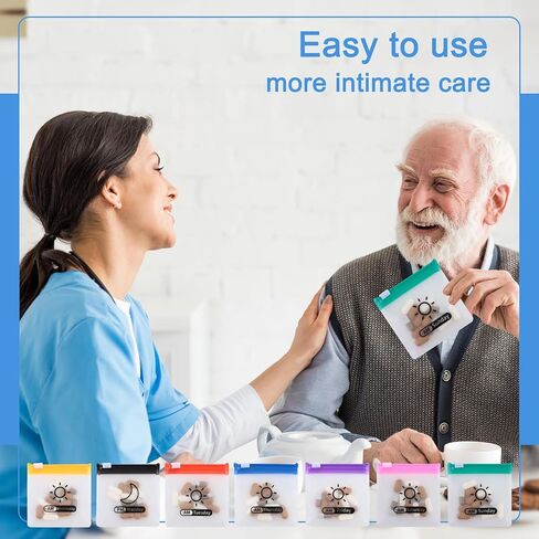 56 قطعة من منظم حبوب الدواء للسفر مع ملصقات، صيدلية جيب ذاتية الغلق يوميا صباحا/مساء، منظم حبوب الدواء الشهري، حقيبة ادوية قابلة لاعادة الاستخدام وشفافة لتخزين الاشياء الصغيرة من دازليمارت in Kuwait