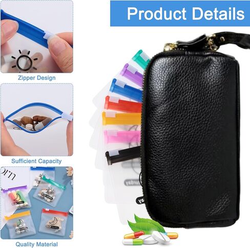 56 قطعة من منظم حبوب الدواء للسفر مع ملصقات، صيدلية جيب ذاتية الغلق يوميا صباحا/مساء، منظم حبوب الدواء الشهري، حقيبة ادوية قابلة لاعادة الاستخدام وشفافة لتخزين الاشياء الصغيرة من دازليمارت in Kuwait