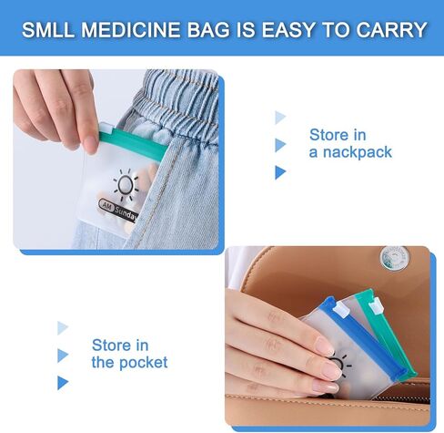 56 قطعة من منظم حبوب الدواء للسفر مع ملصقات، صيدلية جيب ذاتية الغلق يوميا صباحا/مساء، منظم حبوب الدواء الشهري، حقيبة ادوية قابلة لاعادة الاستخدام وشفافة لتخزين الاشياء الصغيرة من دازليمارت in Kuwait